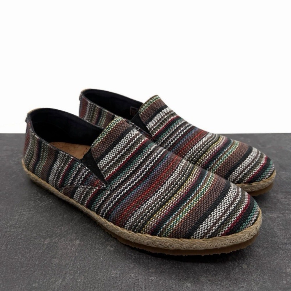 Patara Woodland Seeker Mens US 10 Striped Woven Fabric Slip-On Shoes Cork Insole